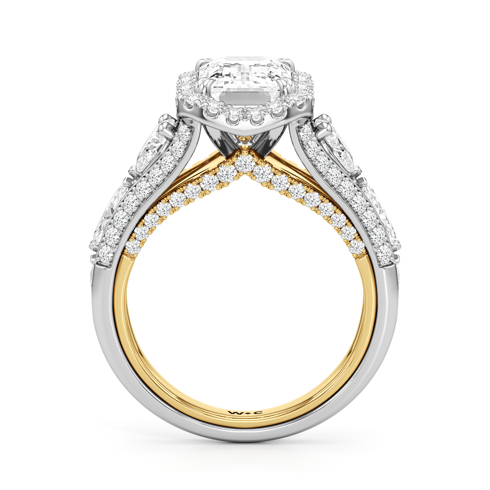 The Apollo Ring with Emerald Cut Diamond in 14KT White & Yellow Gold view 3
