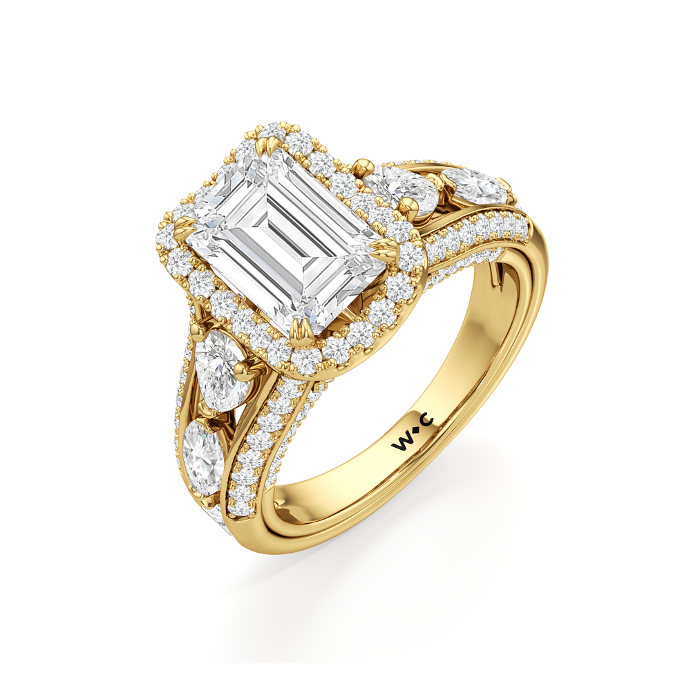 The Apollo Ring with Emerald Cut Diamond in 14KT Yellow Gold view 4
