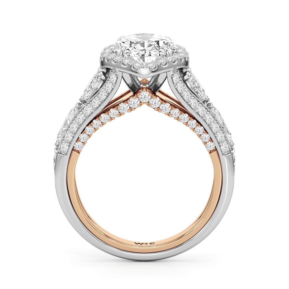 The Apollo Ring with Oval Cut Diamond in 14KT White & Rose Gold view 3
