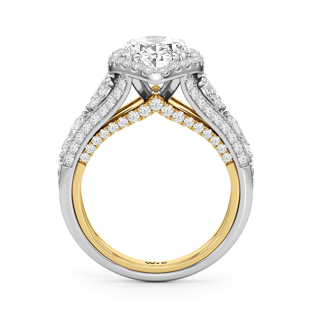 The Apollo Ring with Oval Cut Diamond in 14KT White & Yellow Gold view 3
