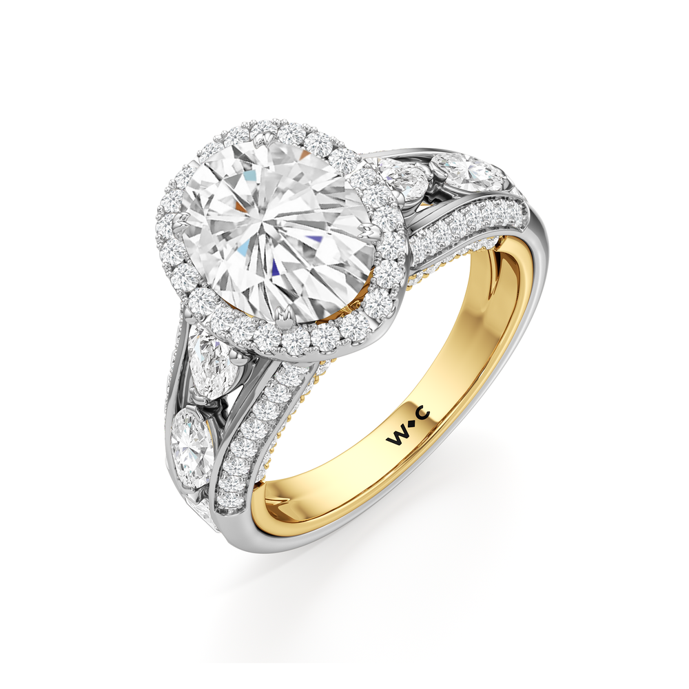 The Apollo Ring with Oval Cut Diamond in 14KT White & Yellow Gold view 4
