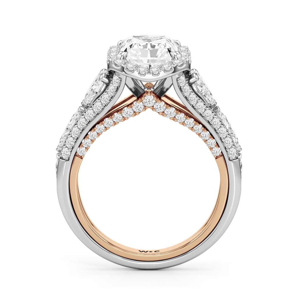 The Apollo Ring with Radiant Cut Diamond in 14KT White & Rose Gold view 3
