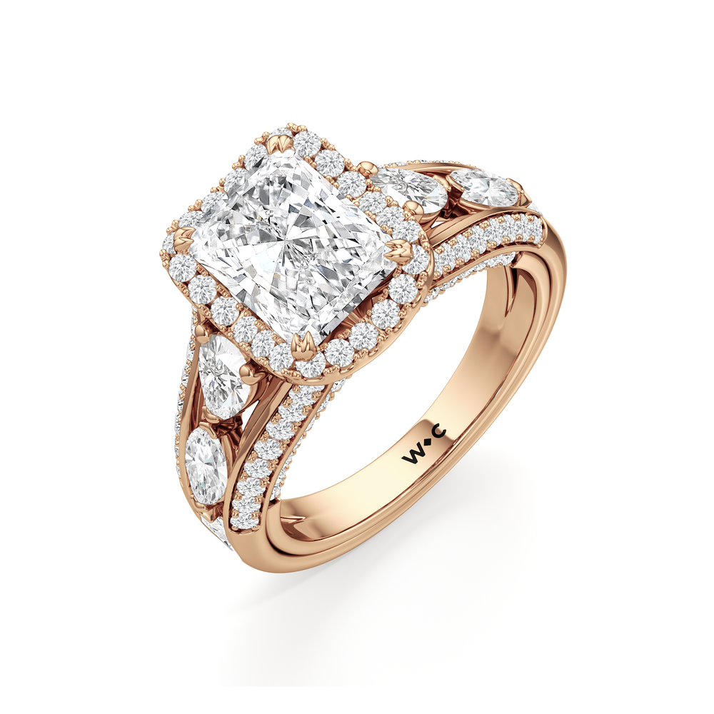 The Apollo Ring with Radiant Cut Diamond in 14KT Rose Gold view 4
