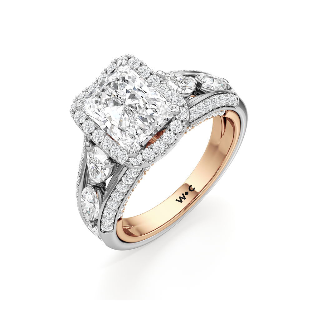 The Apollo Ring with Radiant Cut Diamond in 14KT White & Rose Gold view 4
