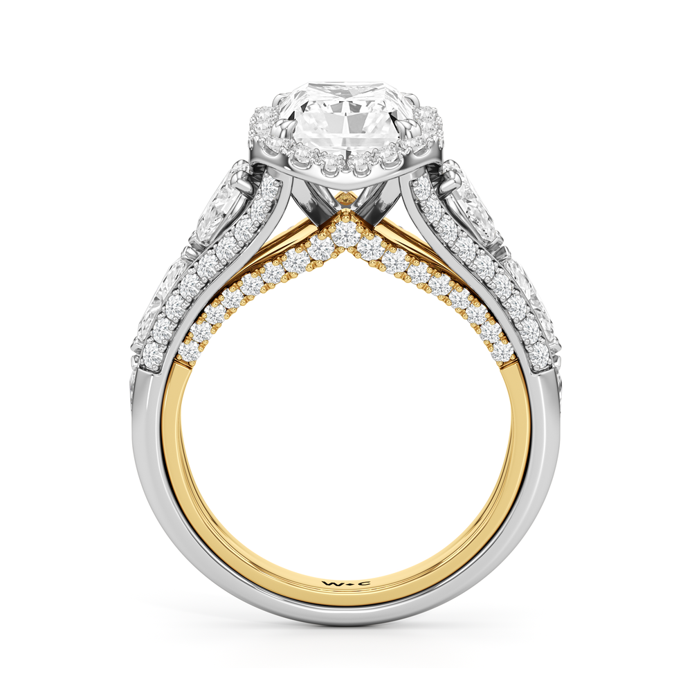 The Apollo Ring with Radiant Cut Diamond in 14KT White & Yellow Gold view 3
