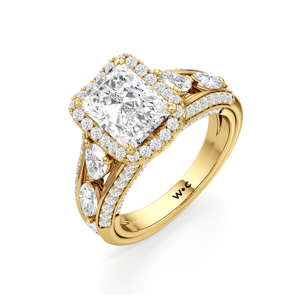 The Apollo Ring with Radiant Cut Diamond in 14KT Yellow Gold view 4
