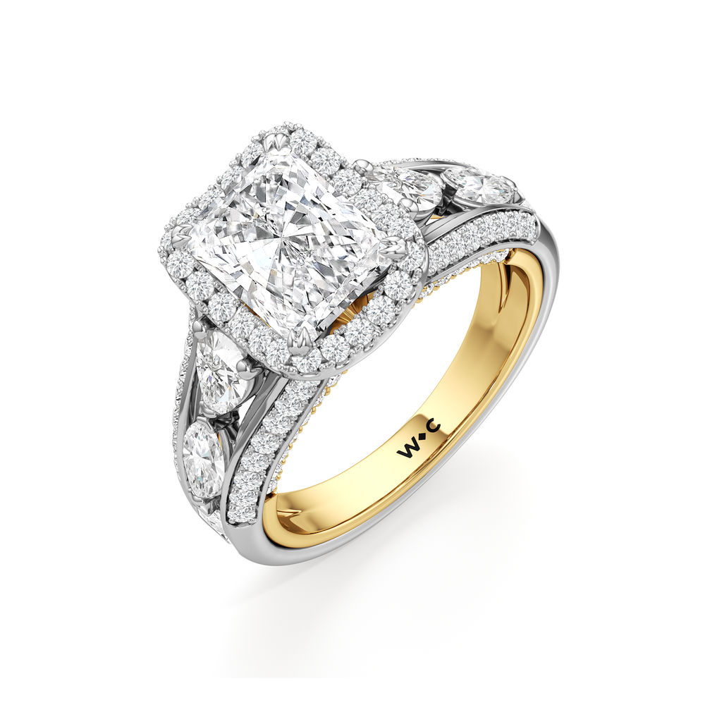 The Apollo Ring with Radiant Cut Diamond in 14KT White & Yellow Gold view 4
