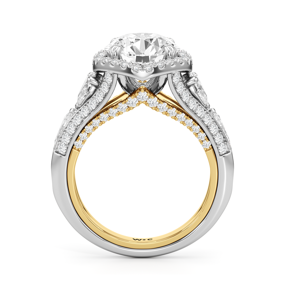 The Apollo Ring with Round Cut Diamond in 14KT White & Yellow Gold view 3
