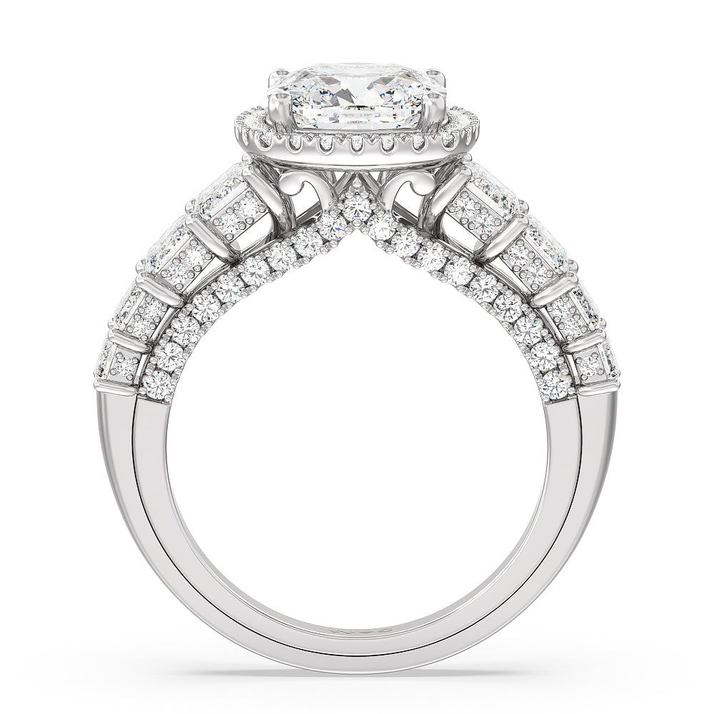 The Plaza Ring with Cushion Cut Diamond in 14KT Platinum view 2
