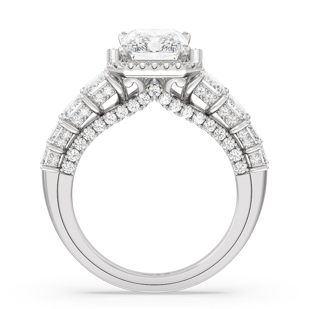 The Plaza Ring with Radiant Cut Diamond in 14KT Platinum view 2
