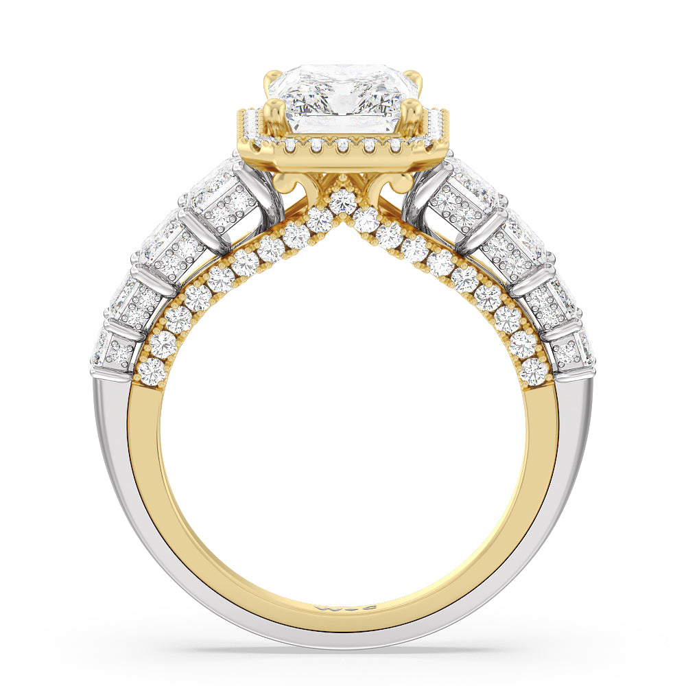 The Plaza Ring with Radiant Cut Diamond in 14KT White & Yellow Gold view 2
