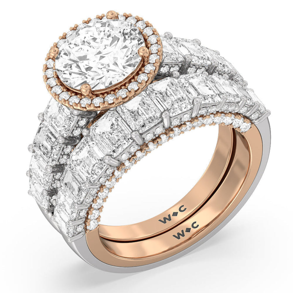 The Plaza Ring with Oval Cut Diamond in 14KT White & Rose Gold view 6
