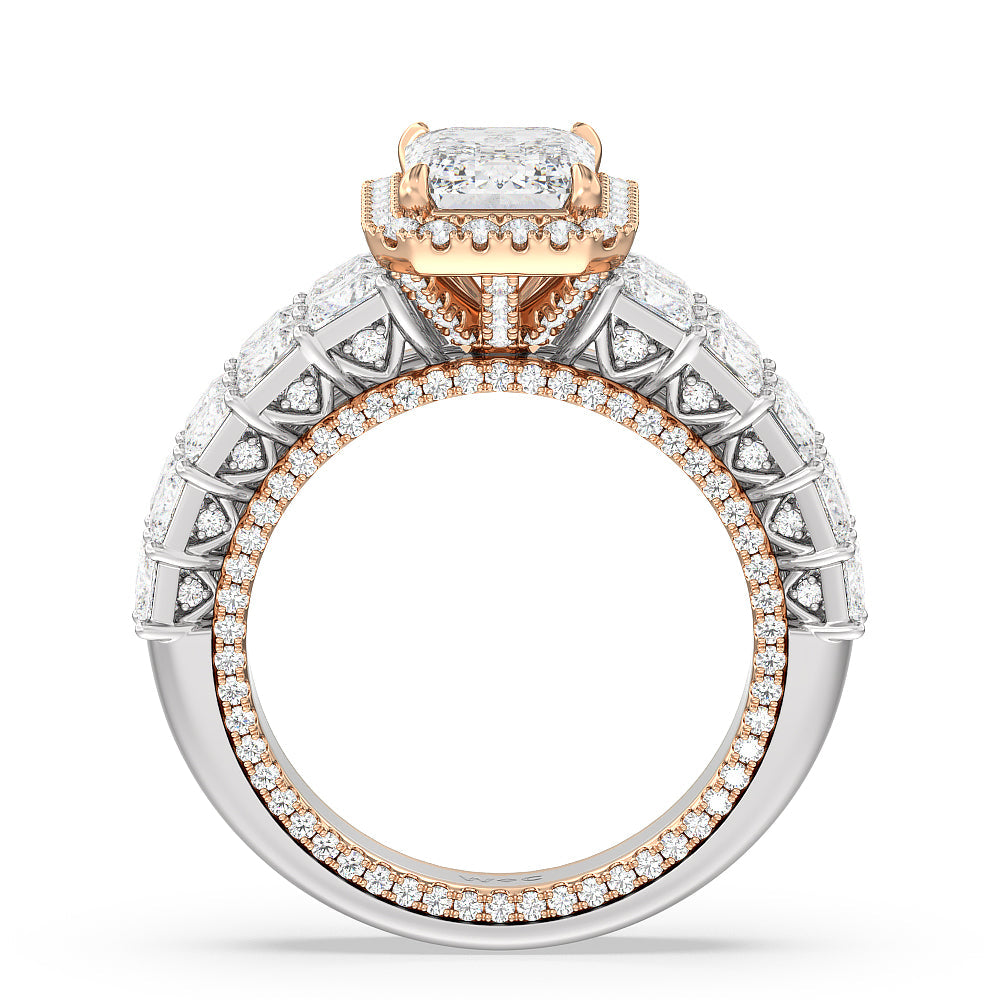 Emerald Cut The Rockefeller Ring (E+ VVS+) with Lab Grown Diamond in 14KT White & Rose Gold view 2
