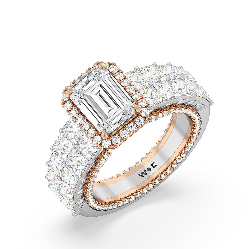 Emerald Cut The Rockefeller Ring (E+ VVS+) with Lab Grown Diamond in 14KT White & Rose Gold view 3
