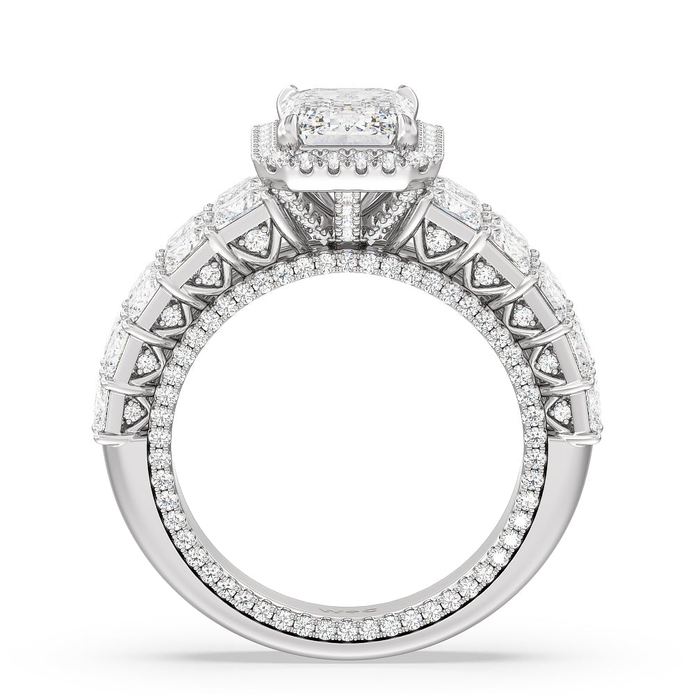 Emerald Cut The Rockefeller Ring (E+ VVS+) with Lab Grown Diamond in 14KT Platinum view 2
