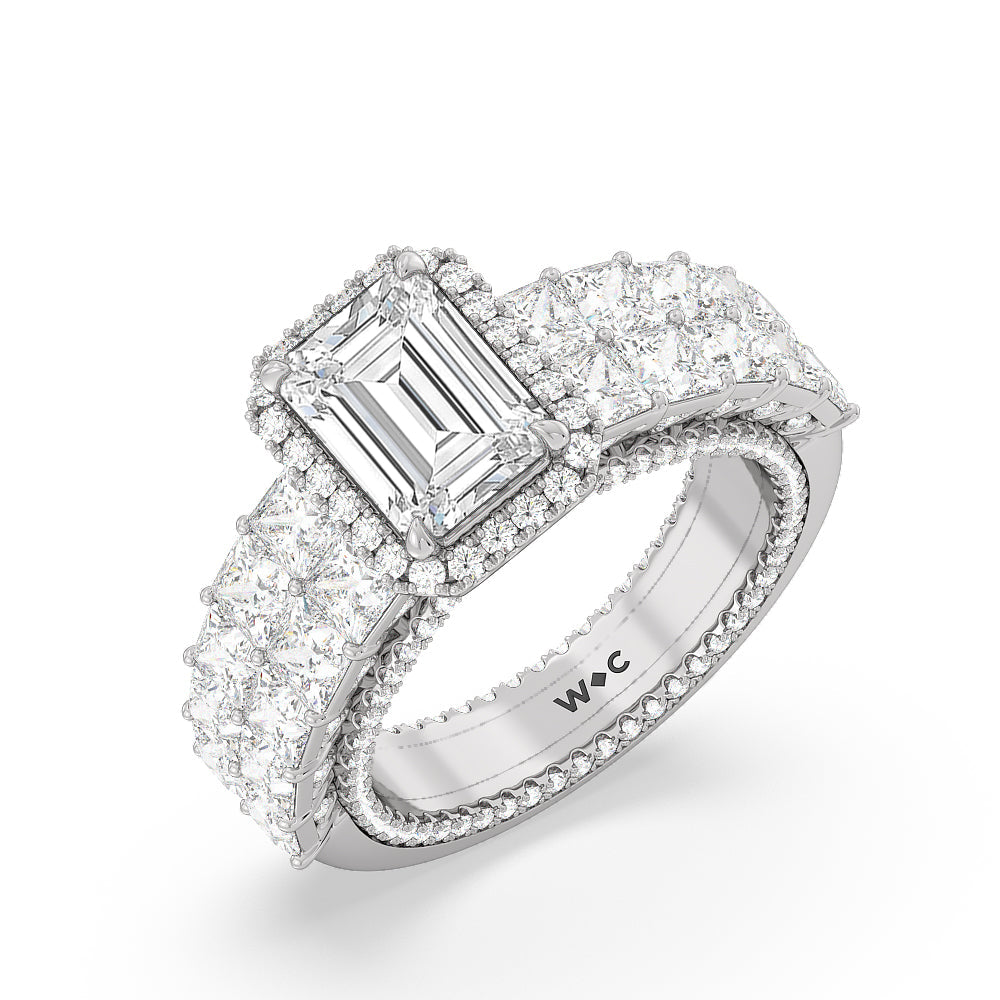 Emerald Cut The Rockefeller Ring (E+ VVS+) with Lab Grown Diamond in 14KT Platinum view 3

