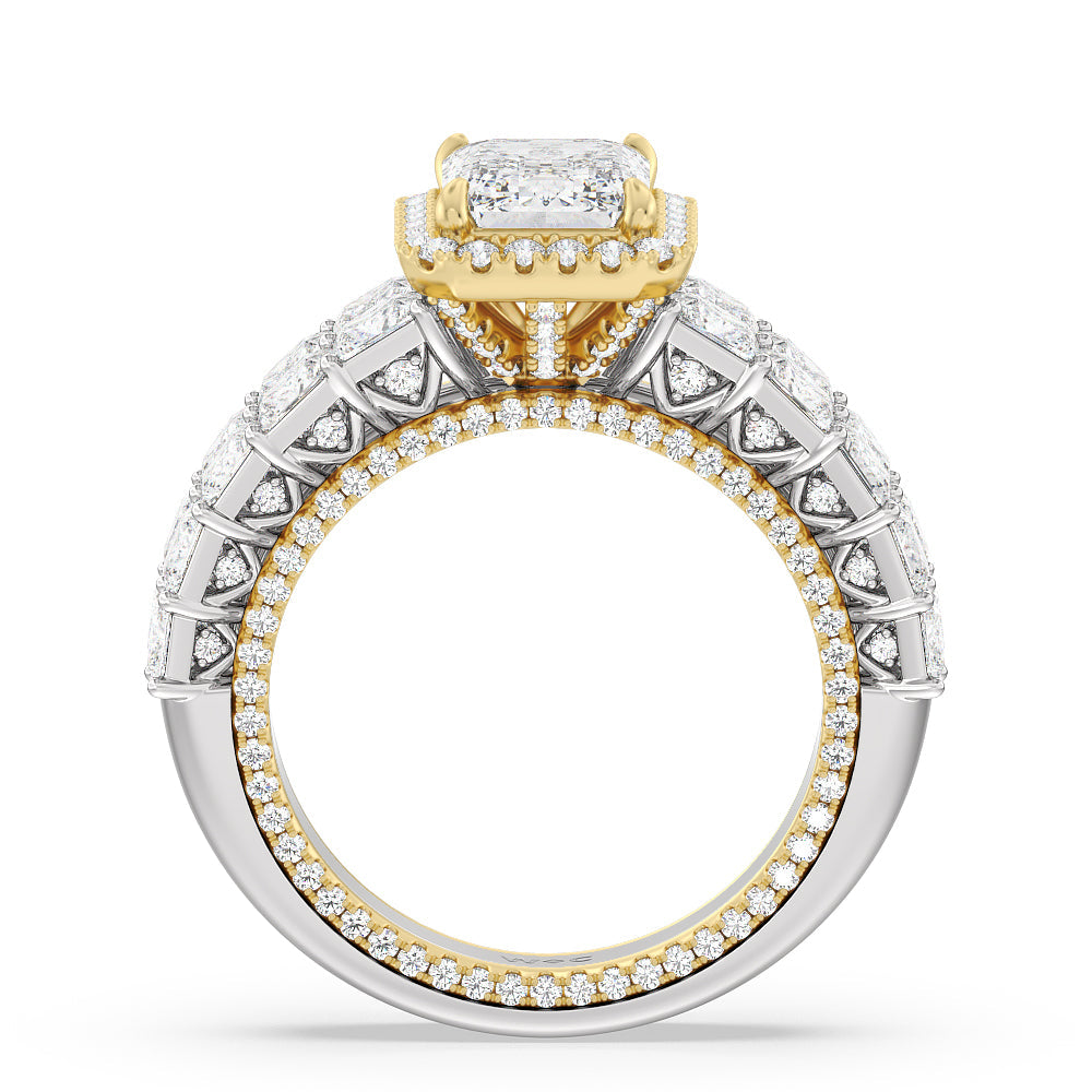 Emerald Cut The Rockefeller Ring (E+ VVS+) with Lab Grown Diamond in 14KT White & Yellow Gold view 2
