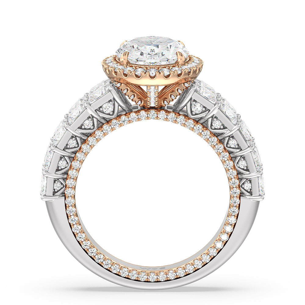 Oval Cut The Rockefeller Ring (E+ VVS+) with Lab Grown Diamond in 14KT White & Rose Gold view 2
