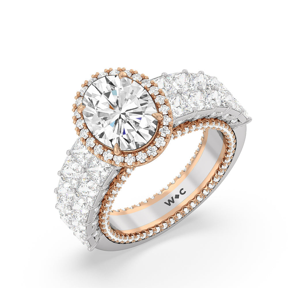 Oval Cut The Rockefeller Ring (E+ VVS+) with Lab Grown Diamond in 14KT White & Rose Gold view 3
