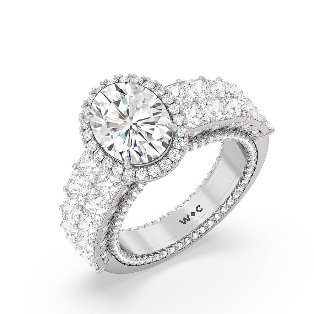 Oval Cut The Rockefeller Ring (E+ VVS+) with Lab Grown Diamond in 14KT Platinum view 3

