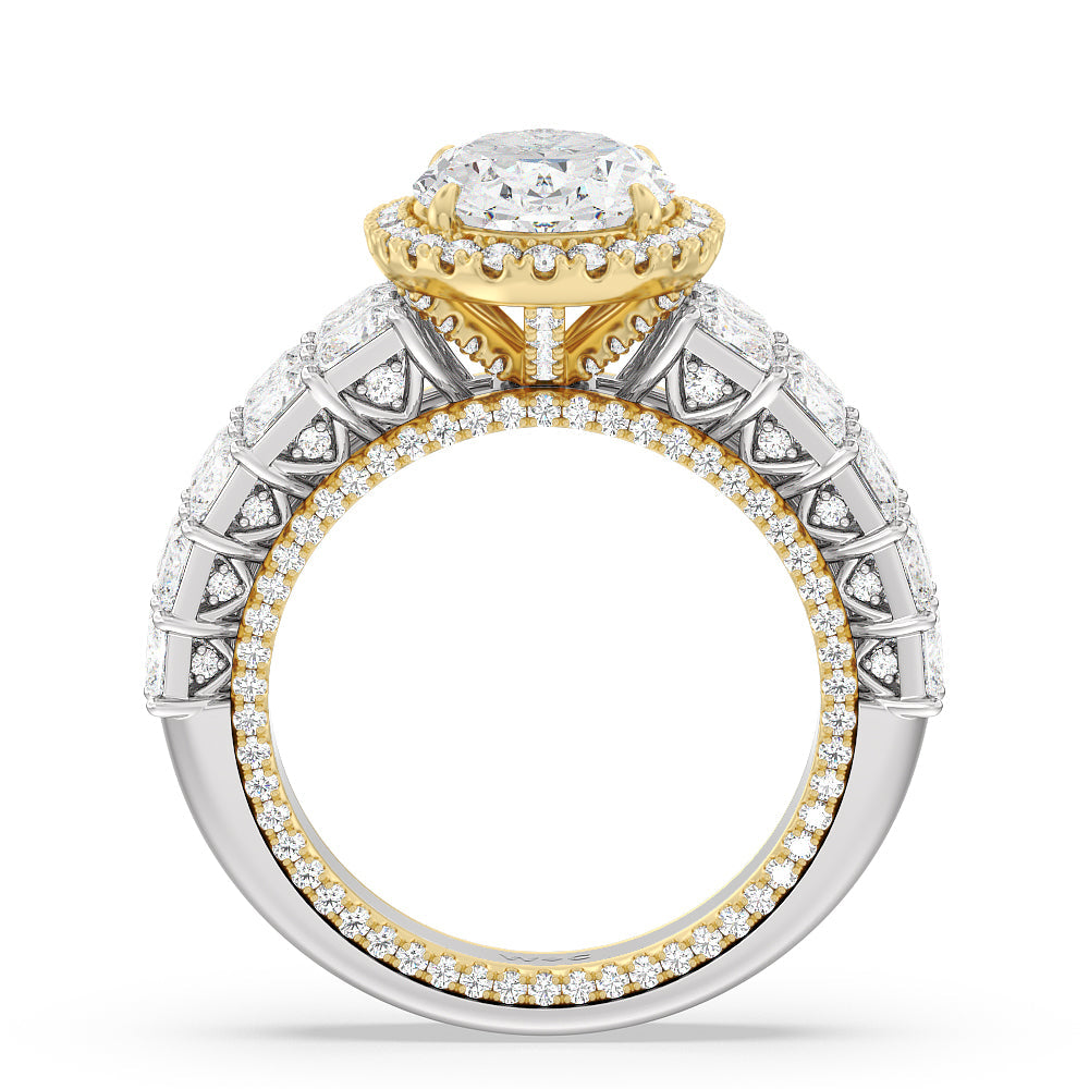 Oval Cut The Rockefeller Ring (E+ VVS+) with Lab Grown Diamond in 14KT White & Yellow Gold view 2
