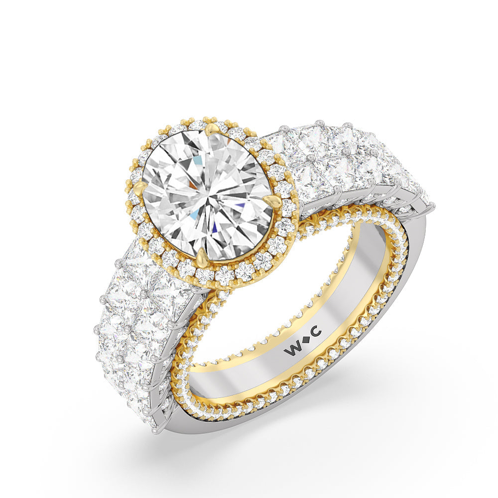 Oval Cut The Rockefeller Ring (E+ VVS+) with Lab Grown Diamond in 14KT White & Yellow Gold view 3

