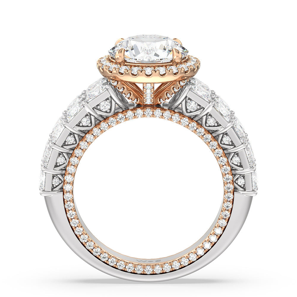 Round Cut The Rockefeller Ring (E+ VVS+) with Lab Grown Diamond in 14KT White & Rose Gold view 2

