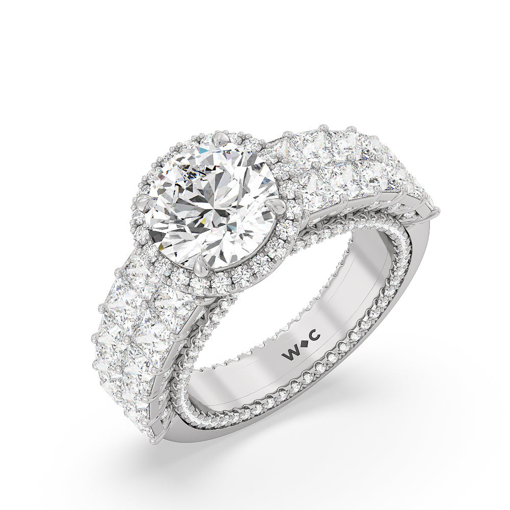 Round Cut The Rockefeller Ring (E+ VVS+) with Lab Grown Diamond in 14KT Platinum view 3
