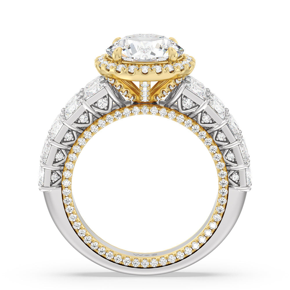 Round Cut The Rockefeller Ring (E+ VVS+) with Lab Grown Diamond in 14KT White & Yellow Gold view 2
