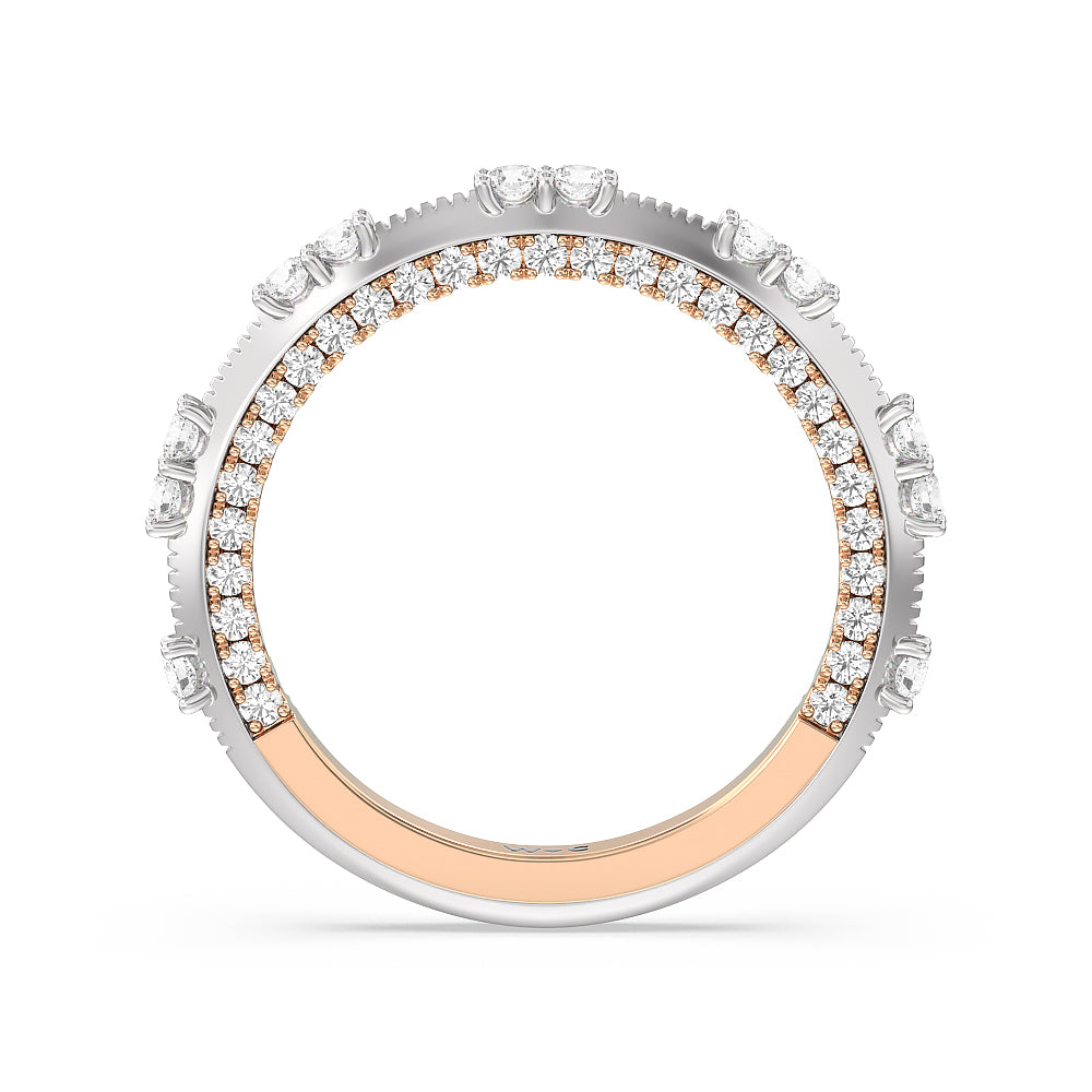 Celestia Knife Edge Milgrain Wedding Band with 18KT White & Rose Gold Cut Diamond in 14KT White & Rose Gold view 2
