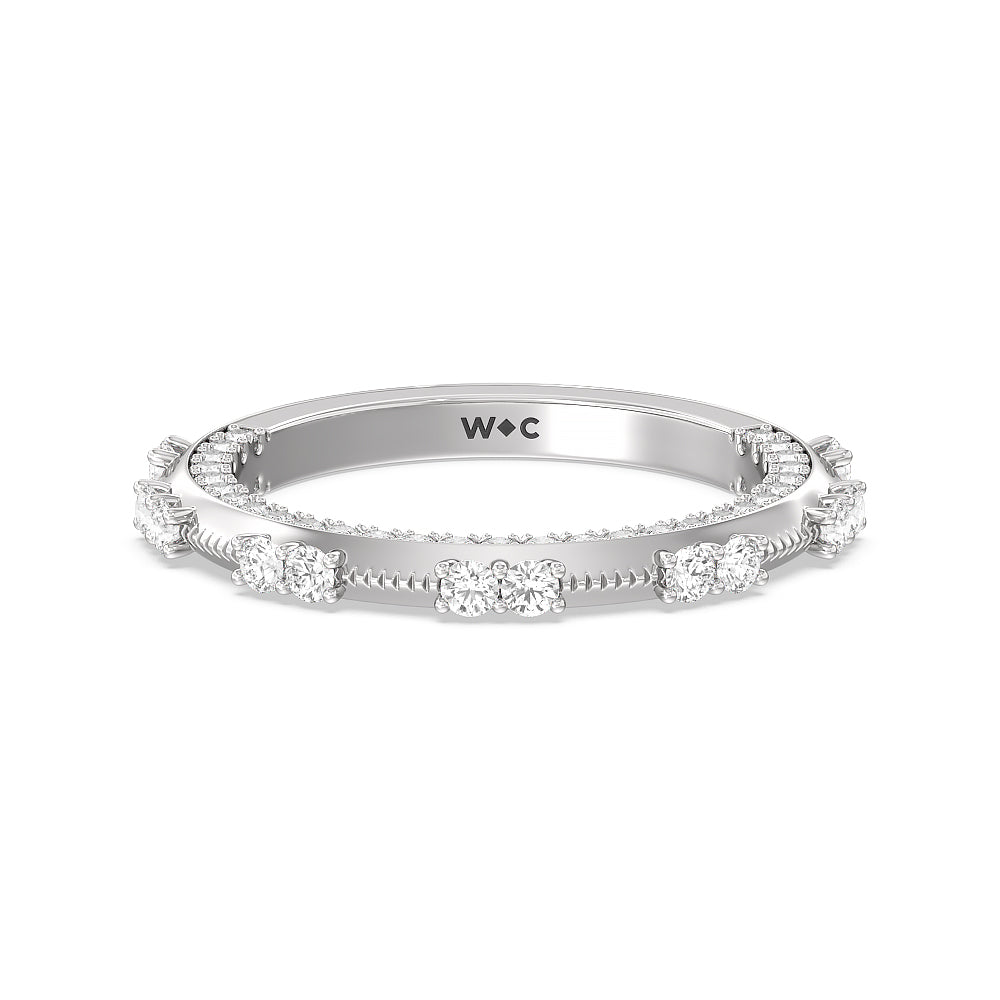 Celestia Knife Edge Milgrain Wedding Band with Platinum Cut Diamond in 14KT Platinum view 1

