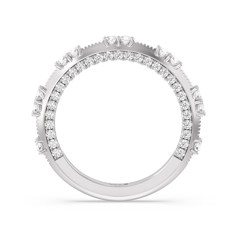 Celestia Knife Edge Milgrain Wedding Band with Platinum Cut Diamond in 14KT Platinum view 2
