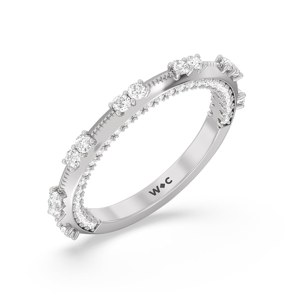 Celestia Knife Edge Milgrain Wedding Band with Platinum Cut Diamond in 14KT Platinum view 4
