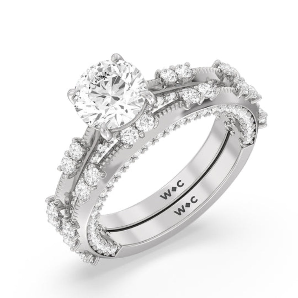 Celestia Knife Edge Milgrain Engagement Ring with Oval Cut Diamond in 14KT Platinum view 4
