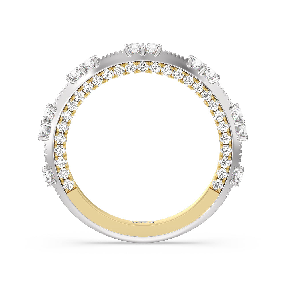 Celestia Knife Edge Milgrain Wedding Band with 18KT White & Yellow Gold Cut Diamond in 14KT White & Yellow Gold view 2
