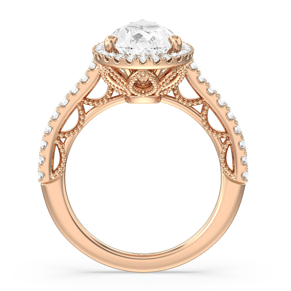 The Frick Ring with Pear Cut Diamond in 14KT Rose Gold view 3
