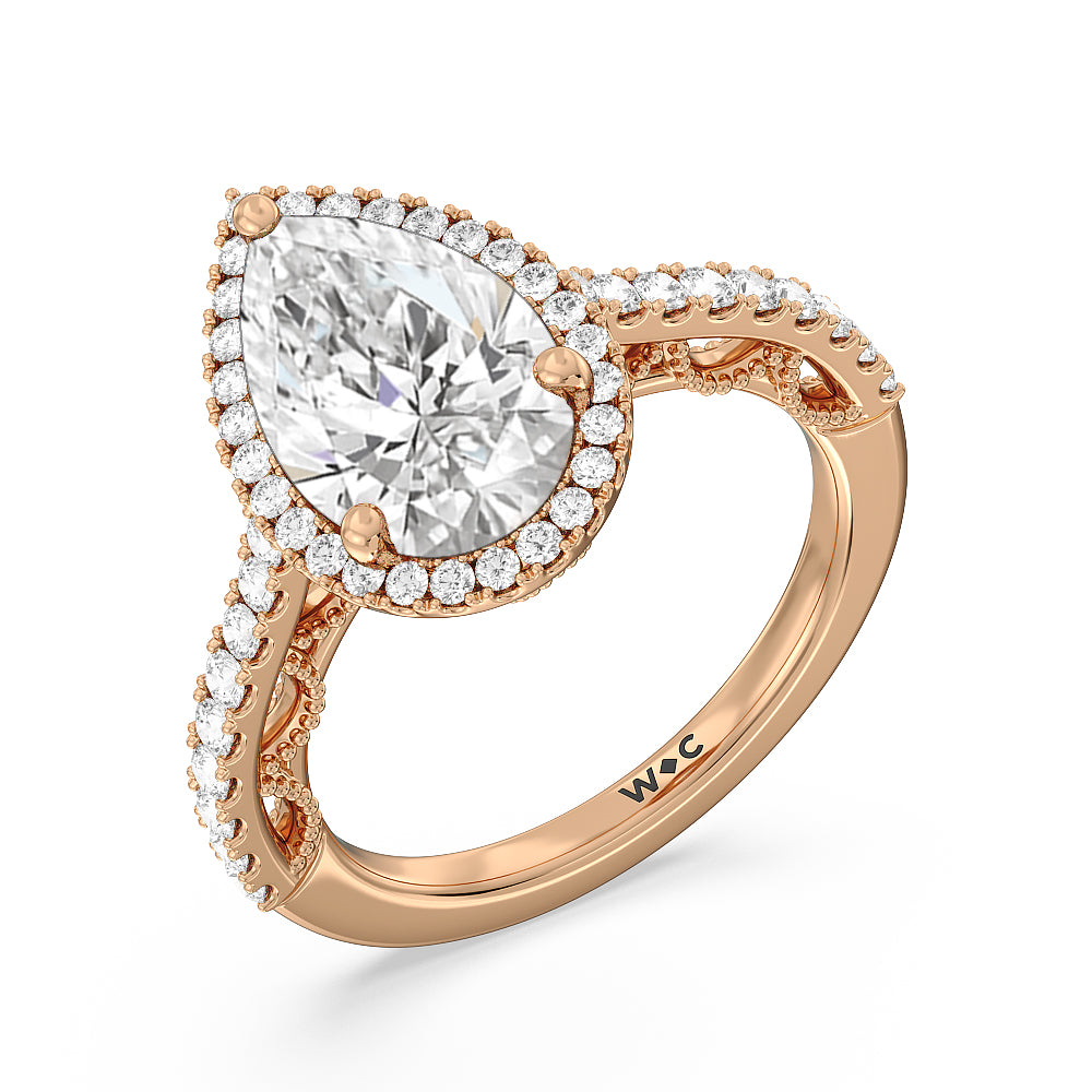 The Frick Ring with Pear Cut Diamond in 14KT Rose Gold view 4
