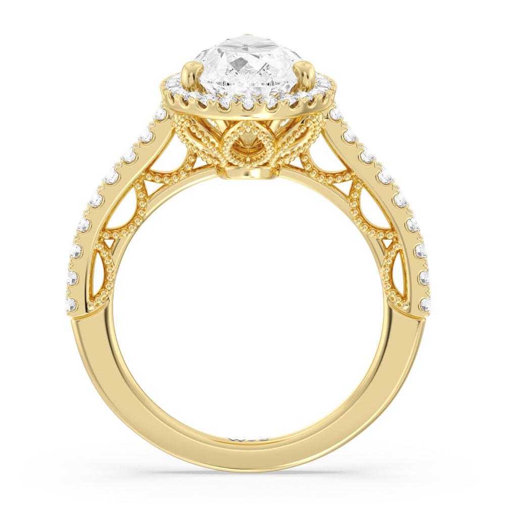 The Frick Ring with Pear Cut Diamond in 14KT Yellow Gold view 3
