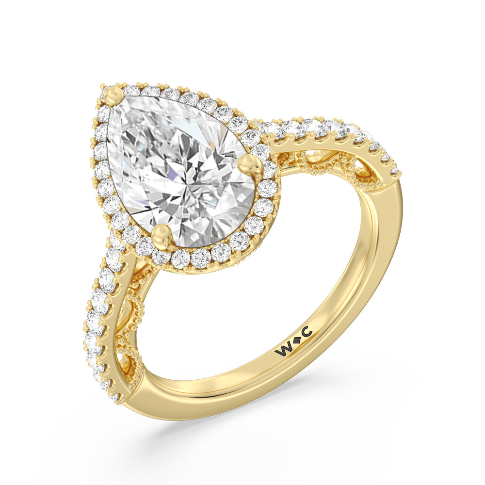 The Frick Ring with Pear Cut Diamond in 14KT Yellow Gold view 4
