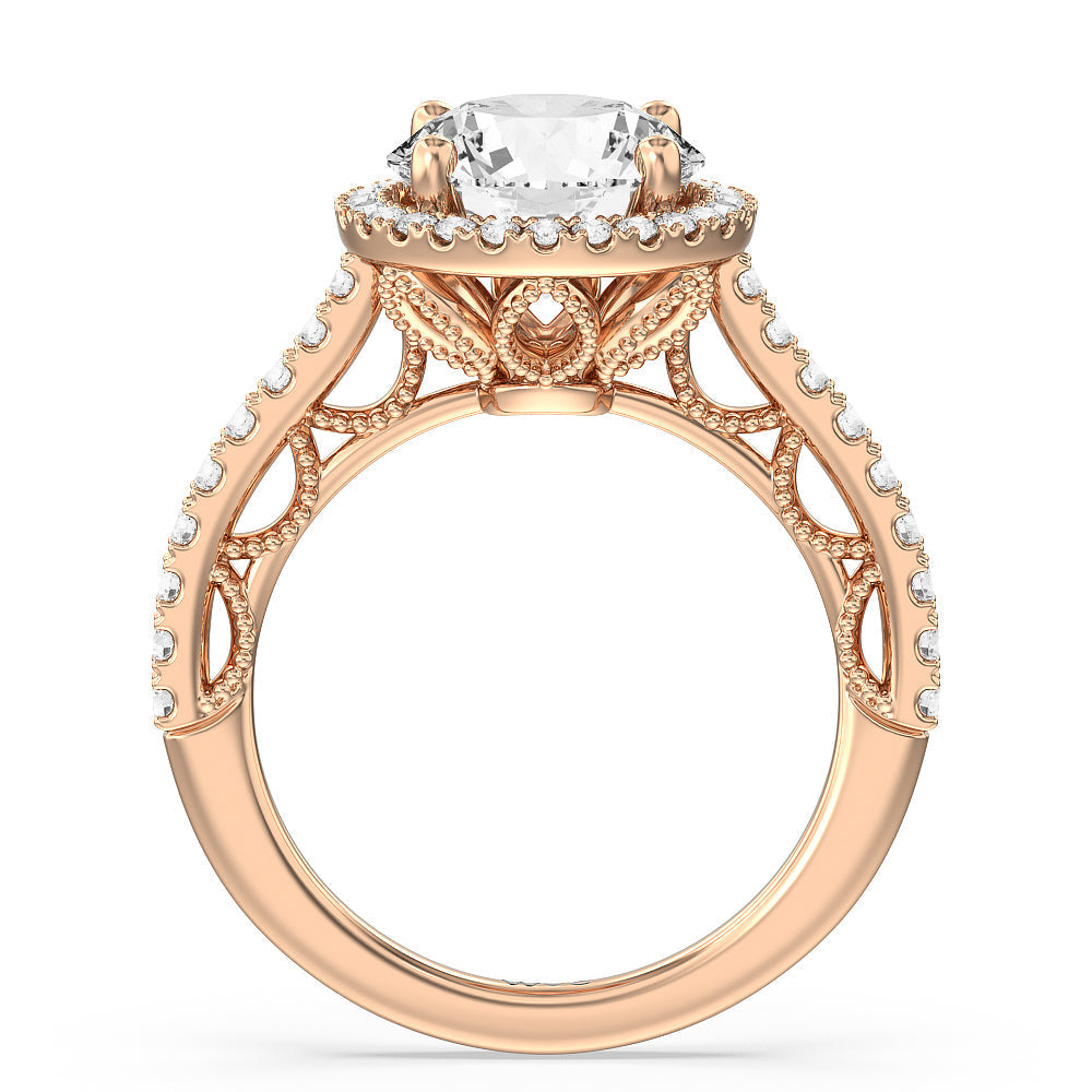Round Cut The Frick Ring (E+ VVS+) with Lab Grown Diamond in 14KT Rose Gold view 3
