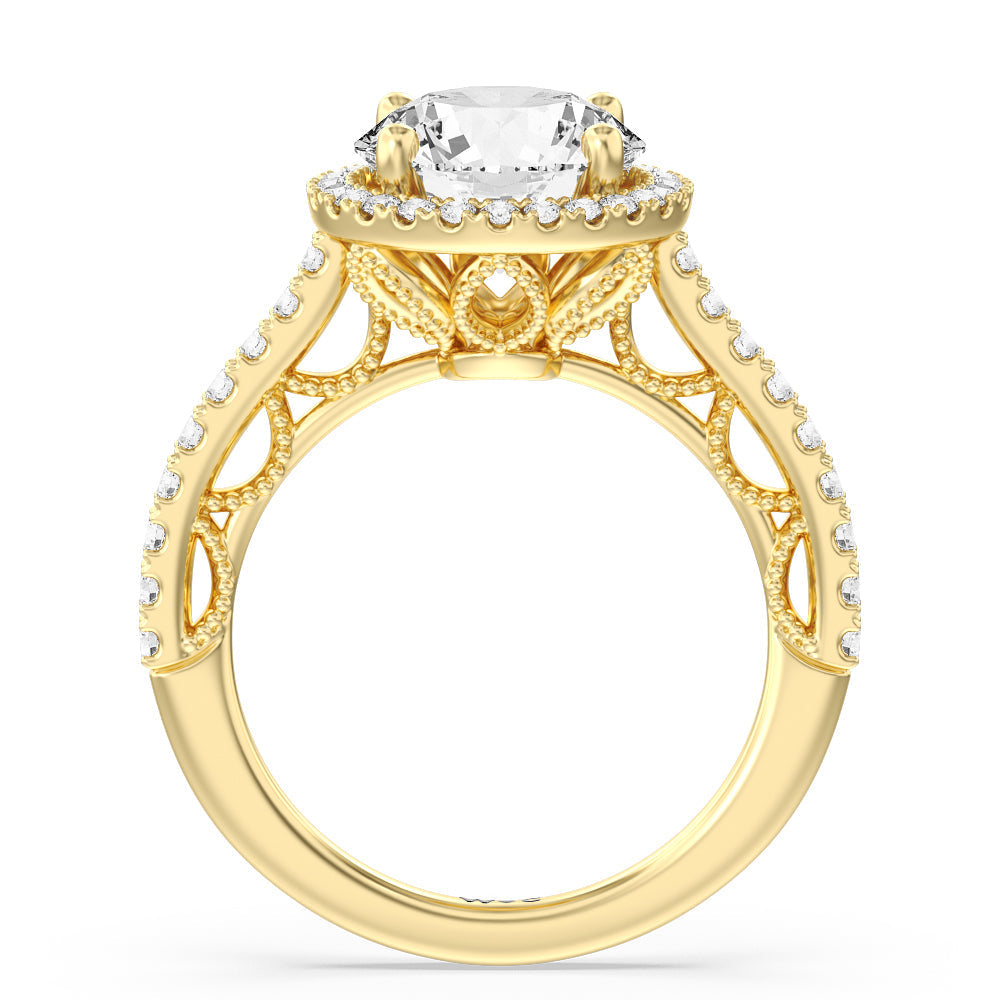 Round Cut The Frick Ring (E+ VVS+) with Lab Grown Diamond in 14KT Yellow Gold view 3
