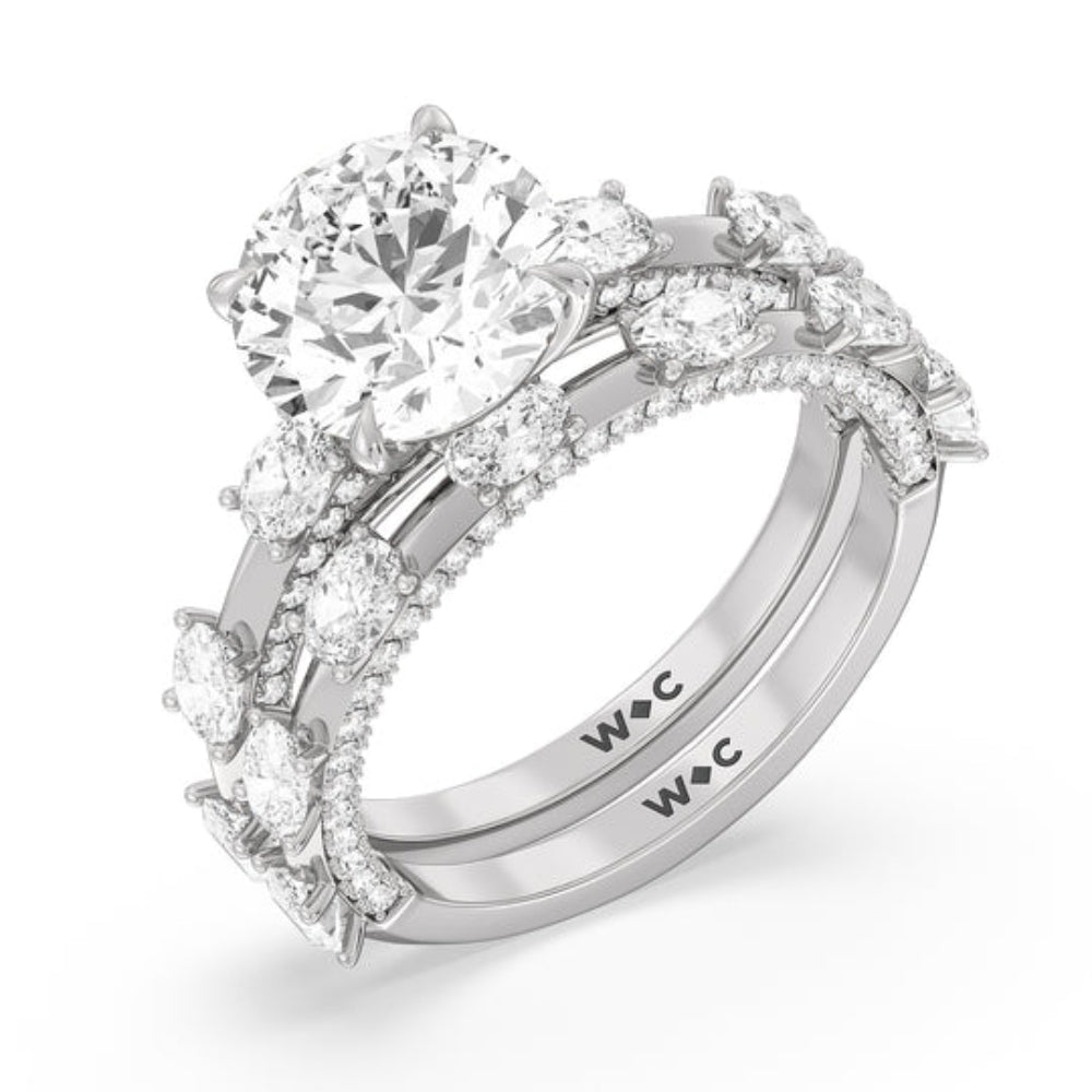 Celestia Oval Studded Engagement Ring with Oval Cut Diamond in 14KT Platinum view 4
