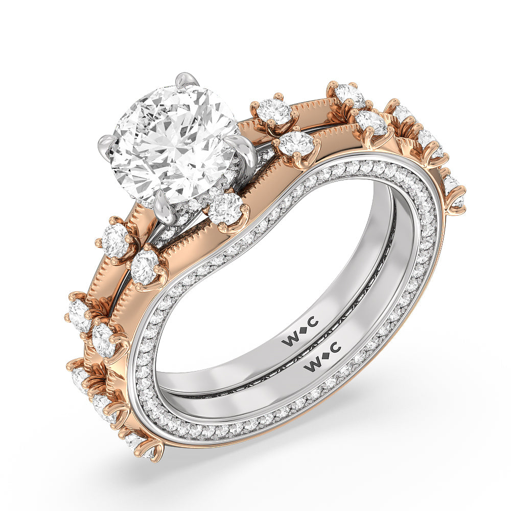 Oval Cut Celestia Hidden Halo Engagement Ring with Lab Grown Diamond in 14KT White & Rose Gold view 6
