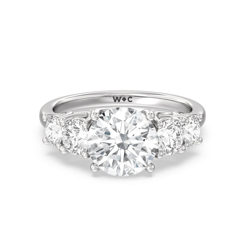 Trellis Basket Side Stone Engagement Ring