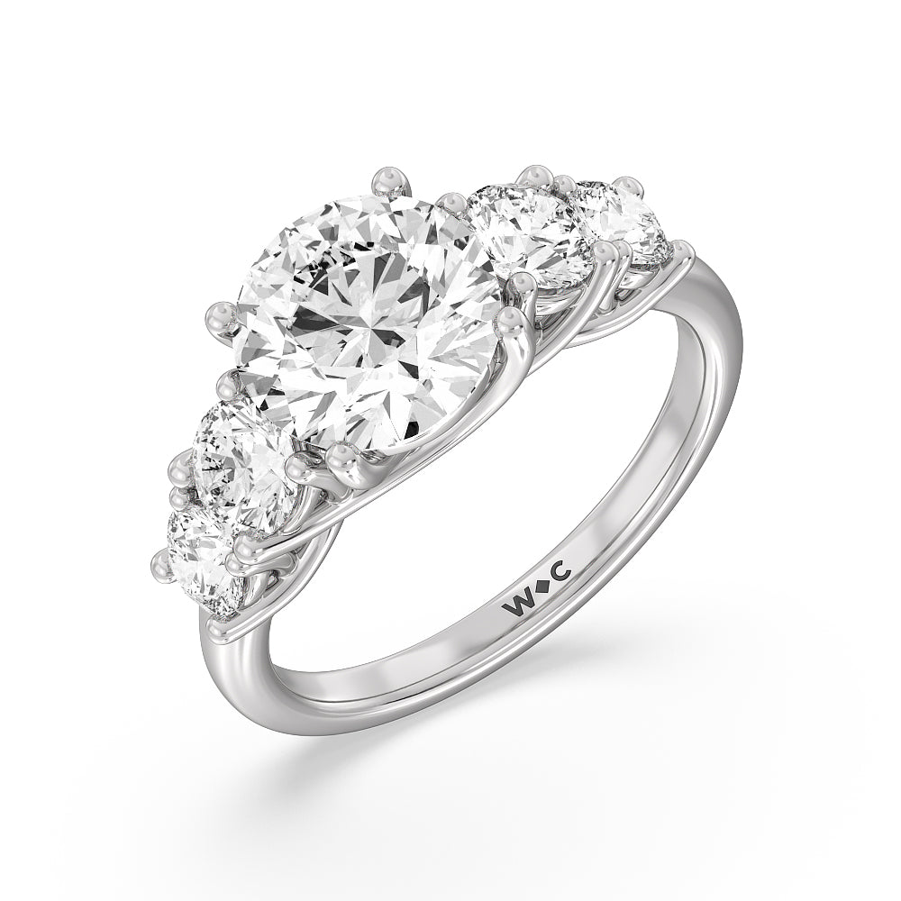 5.75ct Round Trellis Basket Side Stone Lab Diamond Engagement Ring with 7 1/4 Cut Diamond in 14KT Round view 3
