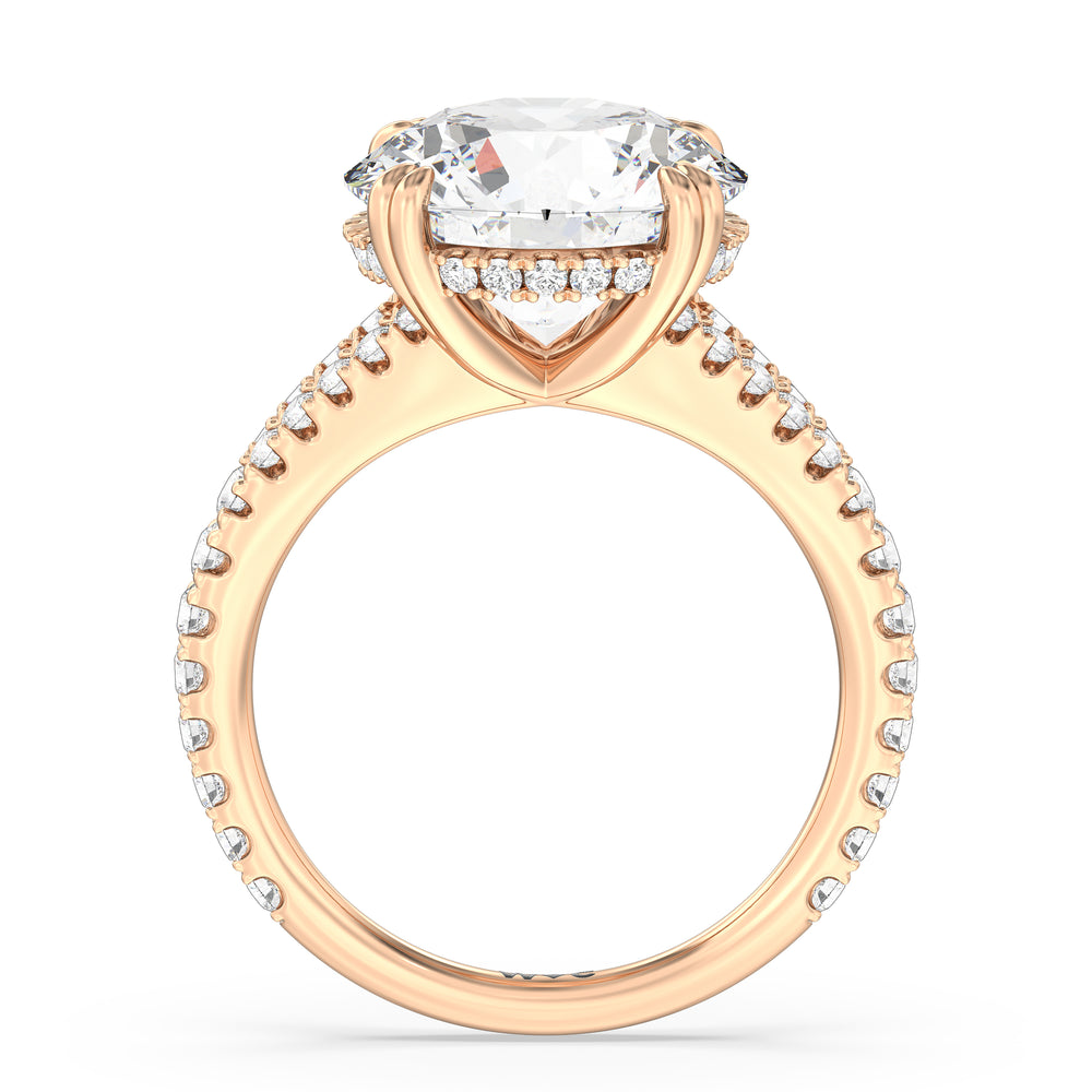Round Cut Elegance Pave Split Shank Engagement Ring with Lab Grown Diamond in 14KT Rose Gold view 3
