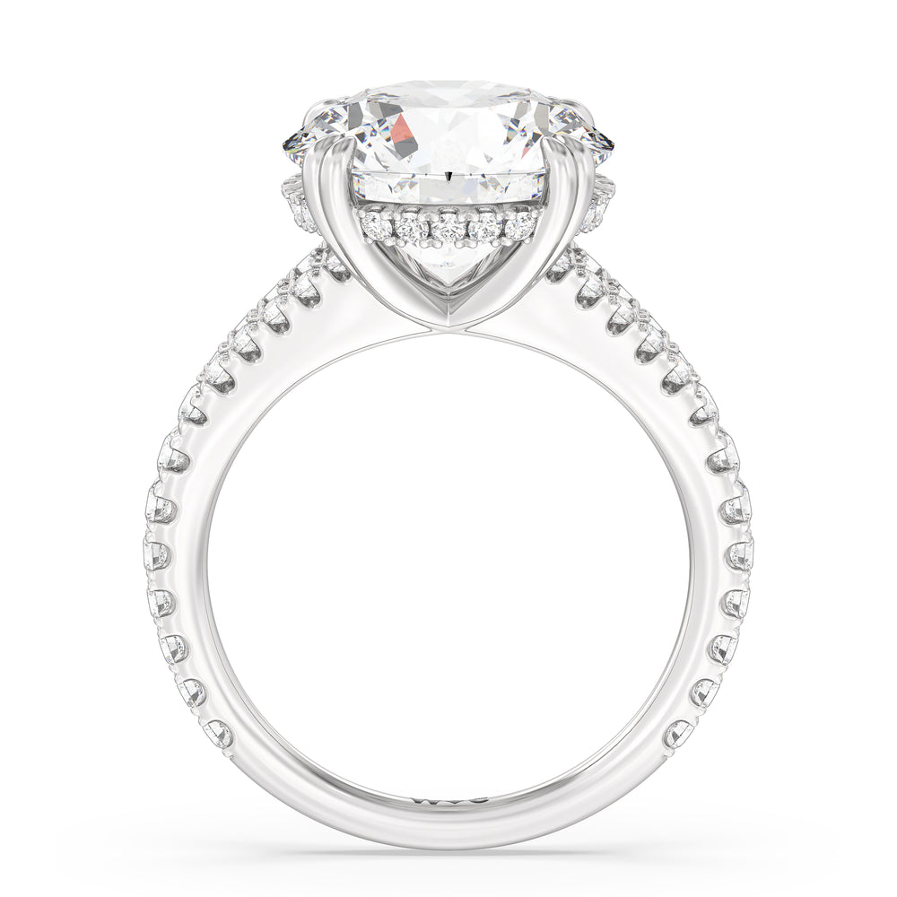 Round Cut Elegance Pave Split Shank Engagement Ring with Lab Grown Diamond in 14KT Platinum view 3
