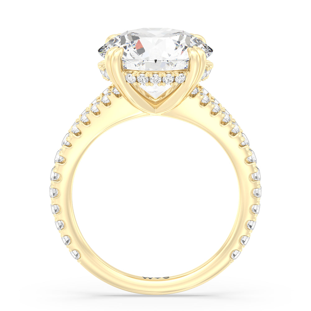 Round Cut Elegance Pave Split Shank Engagement Ring with Lab Grown Diamond in 14KT Yellow Gold view 3
