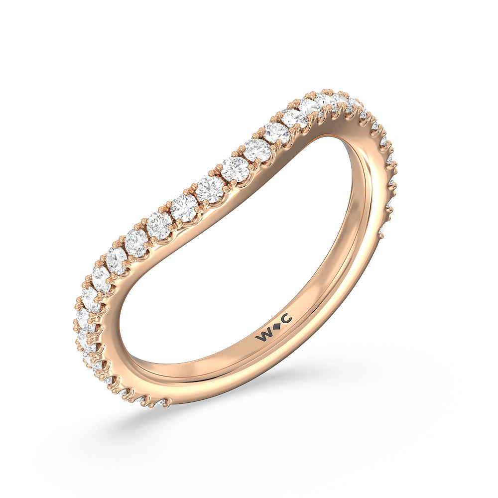 Elegance Pave Split Shank Diamond Wedding Band with 18KT Rose Gold Cut Diamond in 14KT Rose Gold view 4
