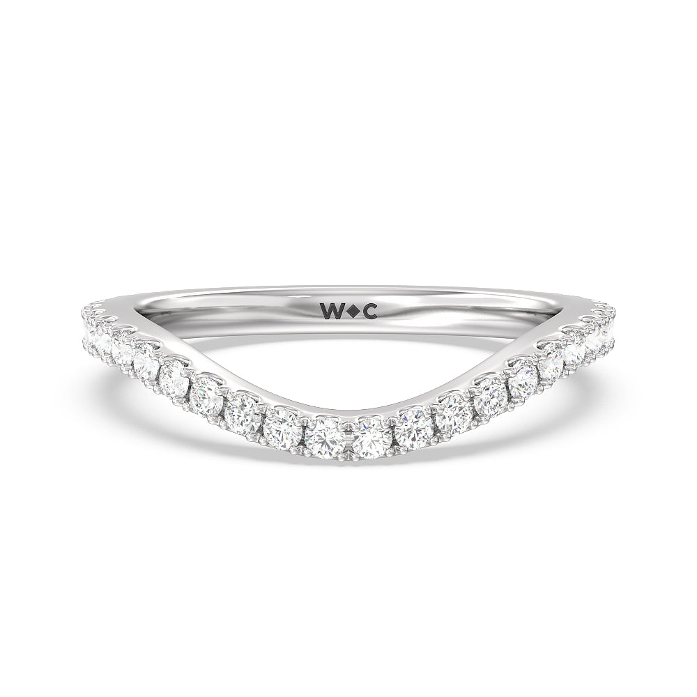 Elegance Pave Split Shank Diamond Wedding Band with Platinum Cut Diamond in 14KT Platinum view 1
